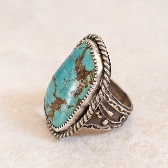 Old Pawn Navajo Mens Sterling Silver and Turquois… - image 3