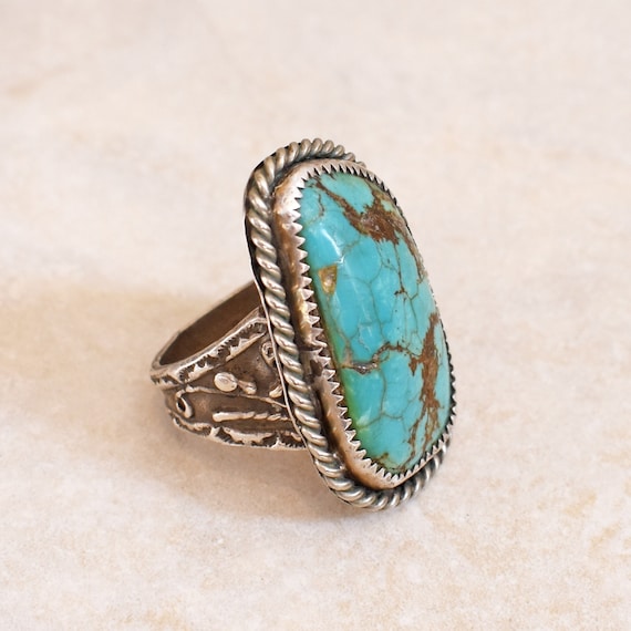 Old Pawn Navajo Mens Sterling Silver and Turquois… - image 1