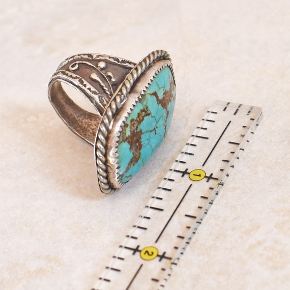 Old Pawn Navajo Mens Sterling Silver and Turquois… - image 8