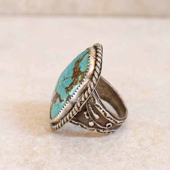 Old Pawn Navajo Mens Sterling Silver and Turquois… - image 7