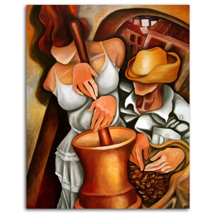 Coffee Pilon Painting. Art Print. Available on Stretched Canvas or Photo Paper. Various Sizes. Cuban, Caribbean, Puerto Rico, Home Décor