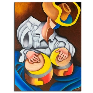 Guajiro Timbal Art Painting Print, Stretched Canvas or Photo Paper, Various Sizes, Cuban Caribbean, Dominican, Puerto Rico, Home Wall Décor