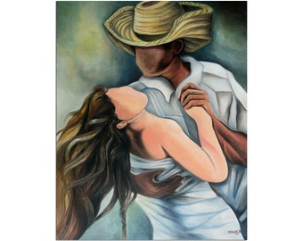 Dancers Painting Art Print Reproduction on Stretched Canvas or Photo Paper. Cuban Caribbean Dominican Puerto Rico. Various Sizes. Home Décor