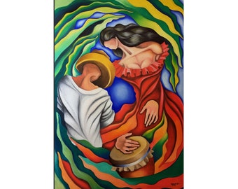 Cuban Rumba Guajira Art Print, Miguez Modern Painting, Abstract Wall Decor
