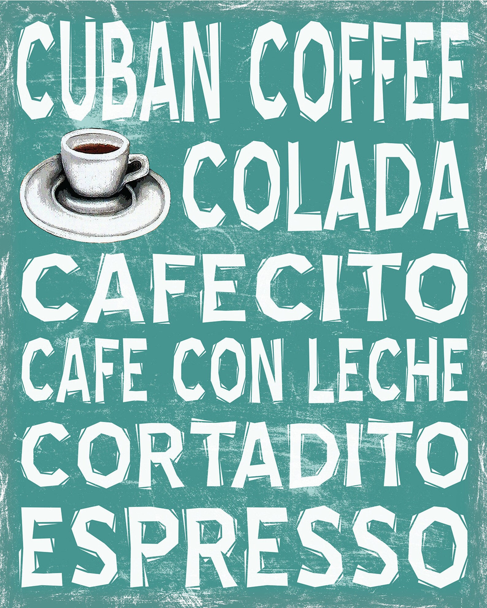 Cuban Coffee Word Art Poster Various Sizes & Colors Etsy