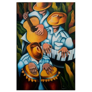 Stretched Canvas or Photo Paper Print Painting Reproduction. Various Sizes. Cuban, Caribbean, Dominican, Puerto Rico Art, Music, Jazz, Drums
