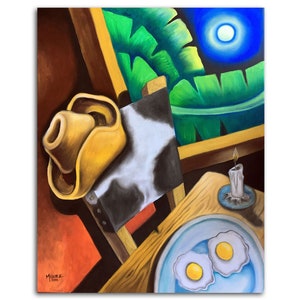 Table Food Painting. Art Print. Available on Stretched Canvas or Photo Paper. Various Sizes. Cuban, Caribbean, Puerto Rico, Home Wall Décor