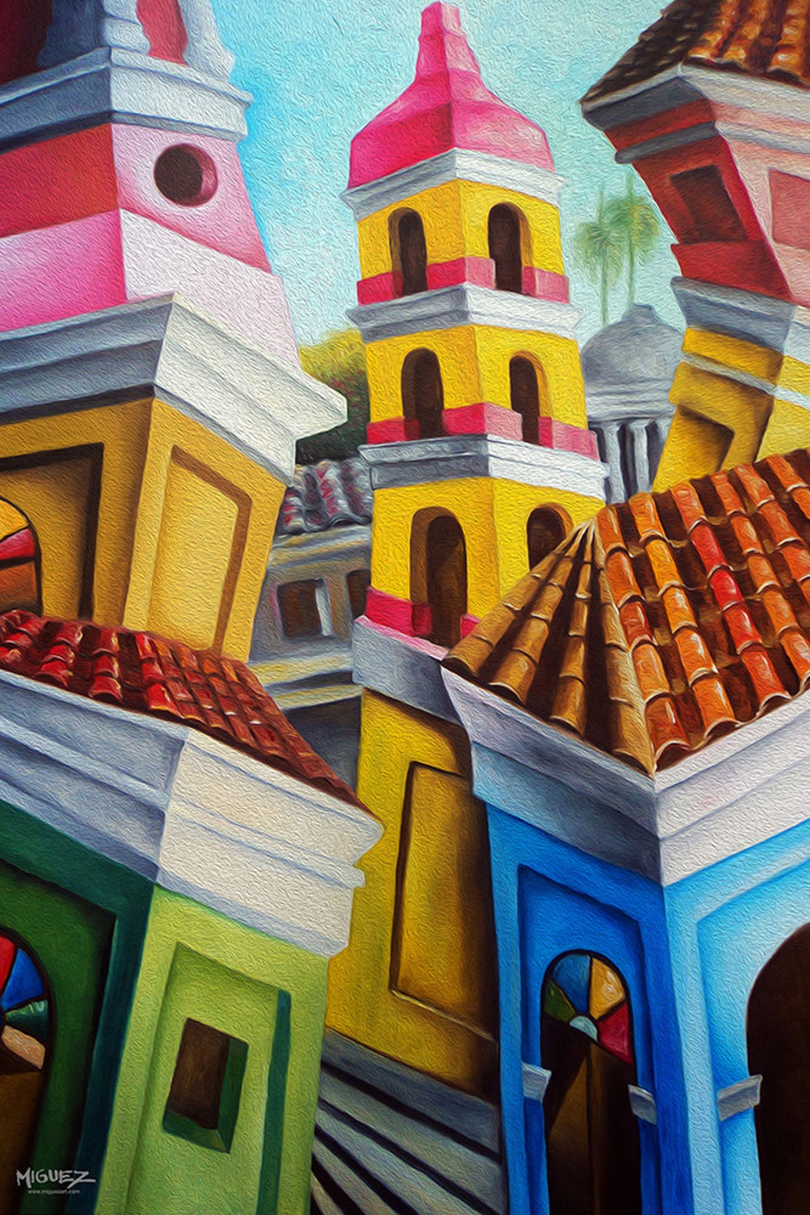 San Juan Old Town Art Print Painting Reproduction. Stretched Etsy