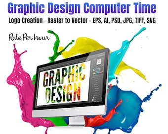 Graphic Design Computer Art Time for Custom Logos, Raster to Vector, Adobe Illustrator, Photoshop, Images, Svg, Ai, Eps, Tiff, Jpg, Pdf