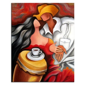 Coffee Dance. Painting. Art Print. Available on Stretched Canvas or Photo Paper. Various Sizes. Cuban, Caribbean, Puerto Rico, Home Decor