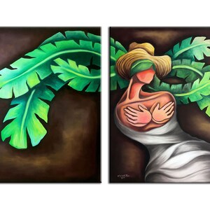 Guajira Painting 2 Pieces Art Print. Available on Stretched Canvas or Photo Paper. Various Sizes. Cuban, Caribbean. Abstract Home Wall Decor