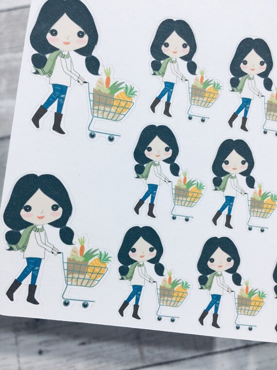 Grocery Shopping Sticker Shopping Cart Sticker Planner Etsy