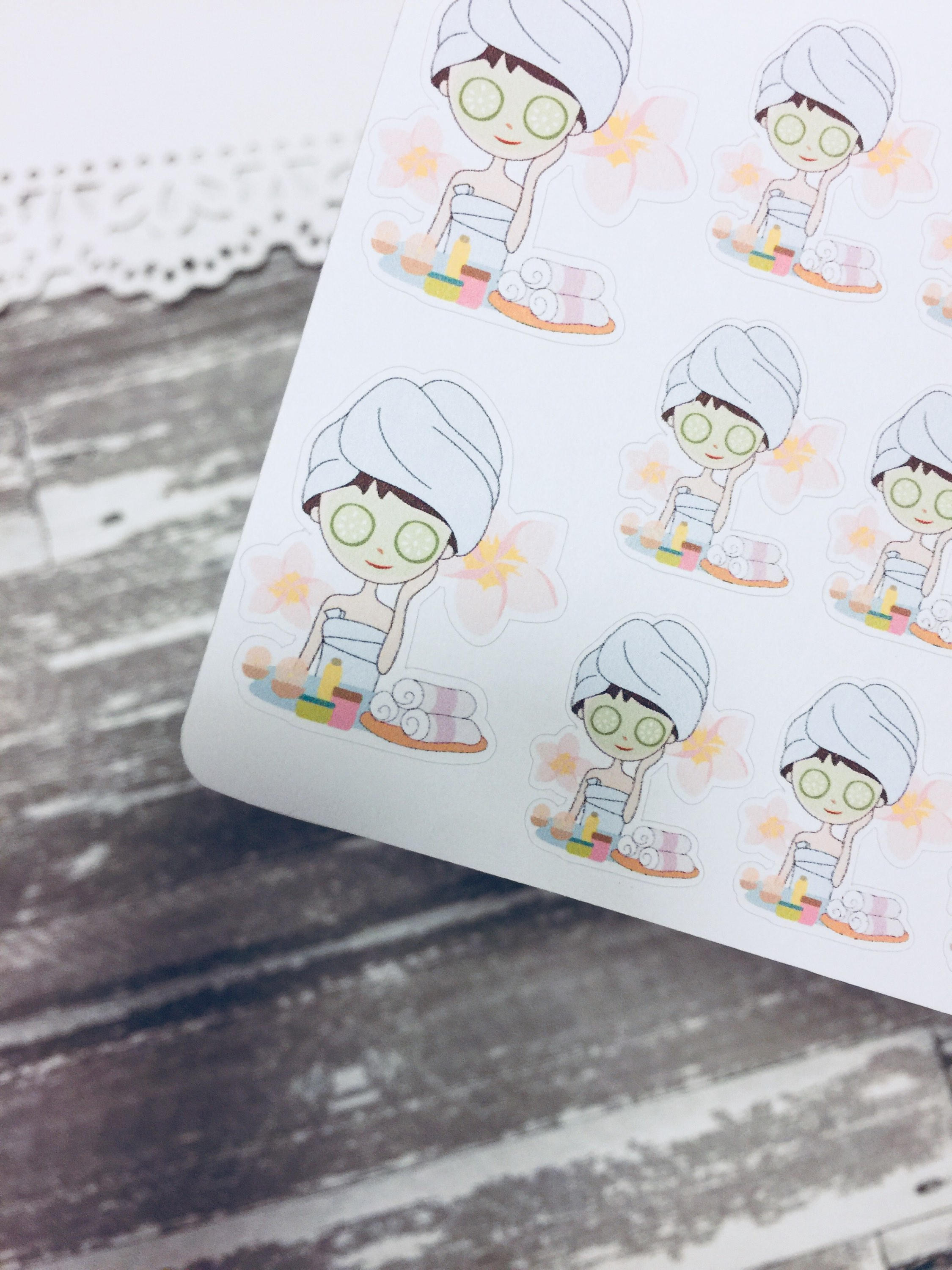 Spa Day Sticker Facial Sticker Face Mask Sticker Planner Etsy