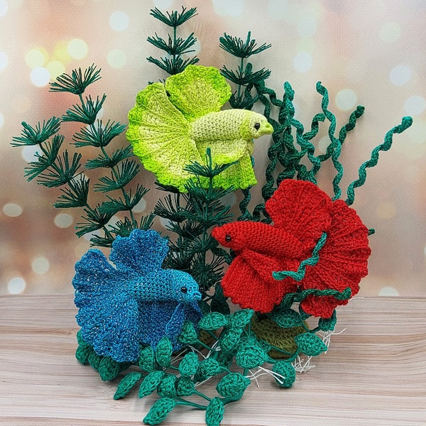 Aquarium au crochet - plantes et poissons (jouet fait main)