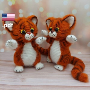 Padrão de gatinho de crochê em pele de tigre: Gato amigurumi faça você mesmo (tutorial em PDF em inglês)