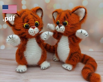 Crochet Kitten in Tiger Skin pattern: DIY Amigurumi Cat (PDF Tutorial in EN)