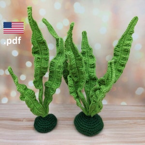 Crochet aquarium plant Aponogeton Boivinianus PATTERN Tutorial PDF reef Crochet DIY Gift for crocheter image 1