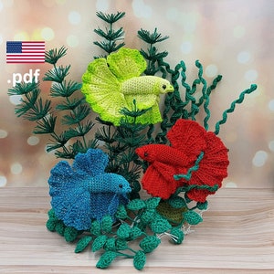 Crochet Betta fish PATTERN Siamese fighting fish Tutorial PDF Crochet DIY Gift for crocheter