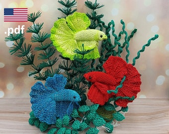 Crochet Betta fish PATTERN Siamese fighting fish Tutorial PDF Crochet DIY Gift for crocheter