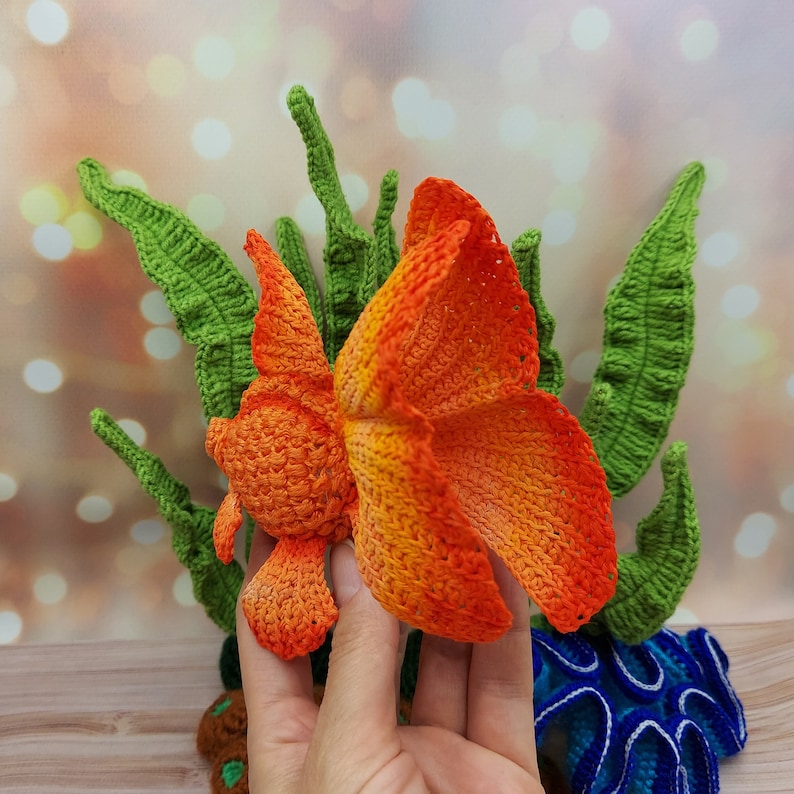 Crochet Goldfish Telescope PATTERN Tutorial PDF pez Crochet DIY Regalo para crocheter imagen 3