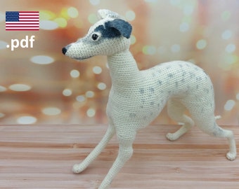 Crochet dog Greyhound Ellie easy to follow PATTERN in English Tutorial PDF DIY Gift for crocheter