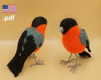 Crochet Eurasian bullfinch PATTERN Tutorial PDF realistic Bird Crochet DIY