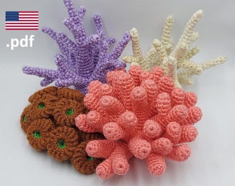 Coral panal de ganchillo, stylophora, coral cuerno de ciervo PATRON Tutorial PDF arrecife, acuario tropical Crochet DIY Regalo para crocheter