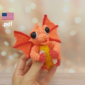 Crochet Dragon Keychain pattern: DIY Amigurumi Tutorial (PDF in EN)