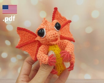 Crochet Dragon Keychain pattern: DIY Amigurumi Tutorial (PDF in EN)