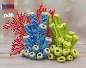 Esponja sifón a crochet y coral gorgonia PATRON Tutorial PDF arrecife Crochet DIY Regalo para crocheter