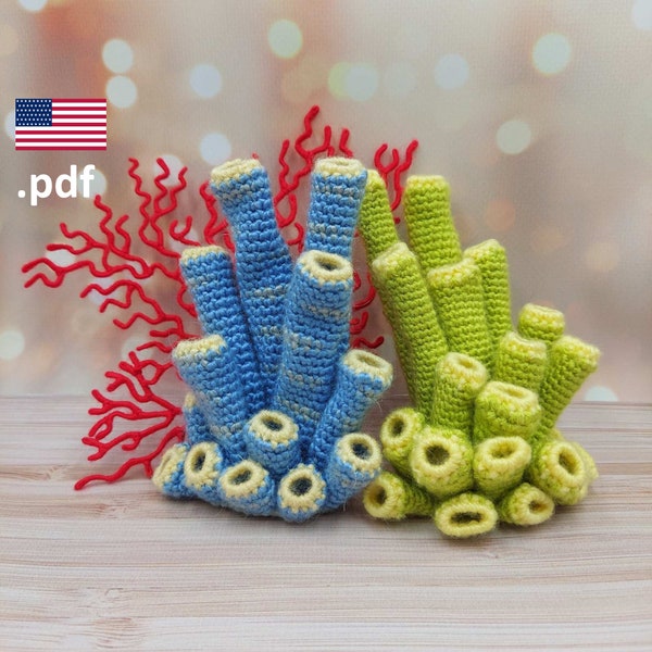 Crochet Siphon sponge and Gorgonian coral PATTERN Tutorial PDF reef Crochet DIY Gift for crocheter