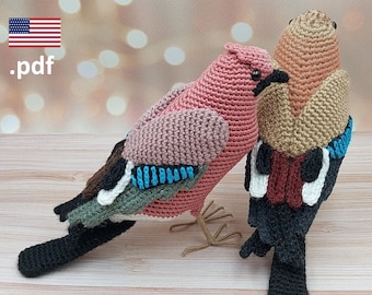 Crochet Eurasian jay PATTERN Tutorial PDF Bird Crochet DIY Gift for crocheter