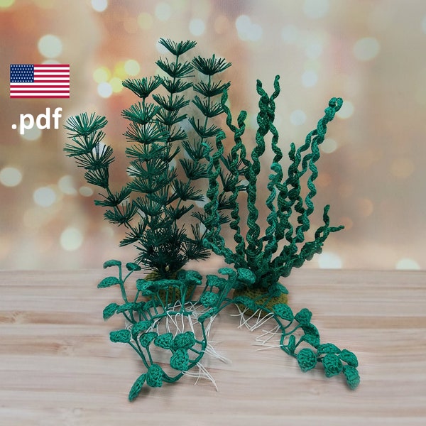 Crochet aquarium plants anubias, vallisneria, ceratophyllum PATTERN Tutorial PDF Crochet DIY Gift for crocheter