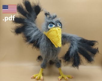 Crochet Crow PATTERN in English Tutorial PDF Raven Crochet DIY Gift for crocheter