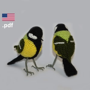 Crochet realistic bird titmouse PATTERN in English Tutorial PDF DIY Gift for crocheter