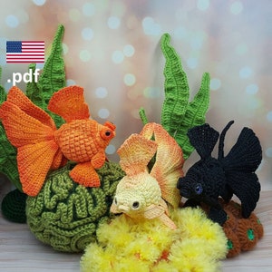 Crochet Goldfish Telescope PATTERN Tutorial PDF pez Crochet DIY Regalo para crocheter imagen 1
