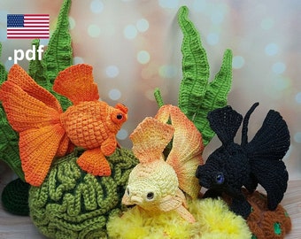 Crochet Goldfish Telescope PATTERN Tutorial PDF fish Crochet DIY Gift for crocheter