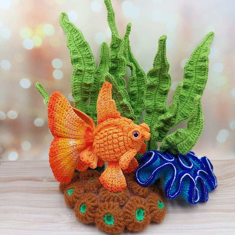 Crochet Goldfish Telescope PATTERN Tutorial PDF pez Crochet DIY Regalo para crocheter imagen 2