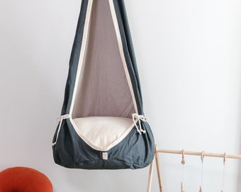 COCOON SWING for kids Dark Grey | Indoor and outdoor fabric hammock | Child Sway | Toddler swing | Hanging chair | Kids Birthday gift