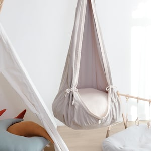 SWING COCOON Light Grey. BEST birthday gift. Hanging Chair for kids. Toddler present. Kids' Hammock Chair. Child sway. Indoor swing