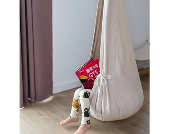 Pure Linen COCOON SWING for kids | Kids Christmas Gift| Hammock swing | Toddler swing | Fabric swing | Indoor swing| Linen swing | Kids gift