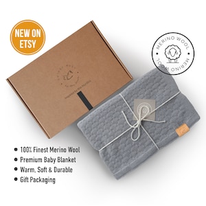 Merino Wool Baby Throw | Light Grey Wool Baby Blanket | Luxury Baby Plaid | Nordic Design | Newborn Gift | Baby Shower | Summer Baby Blanket
