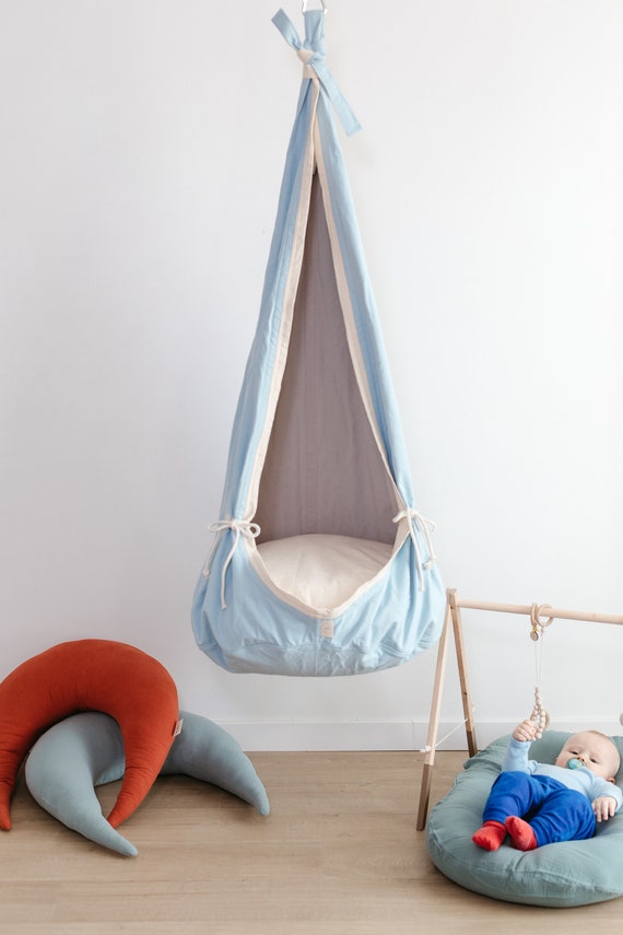 Wonderful Sky Blue Hanging COCOON SWING for Kids Indoor Fabric