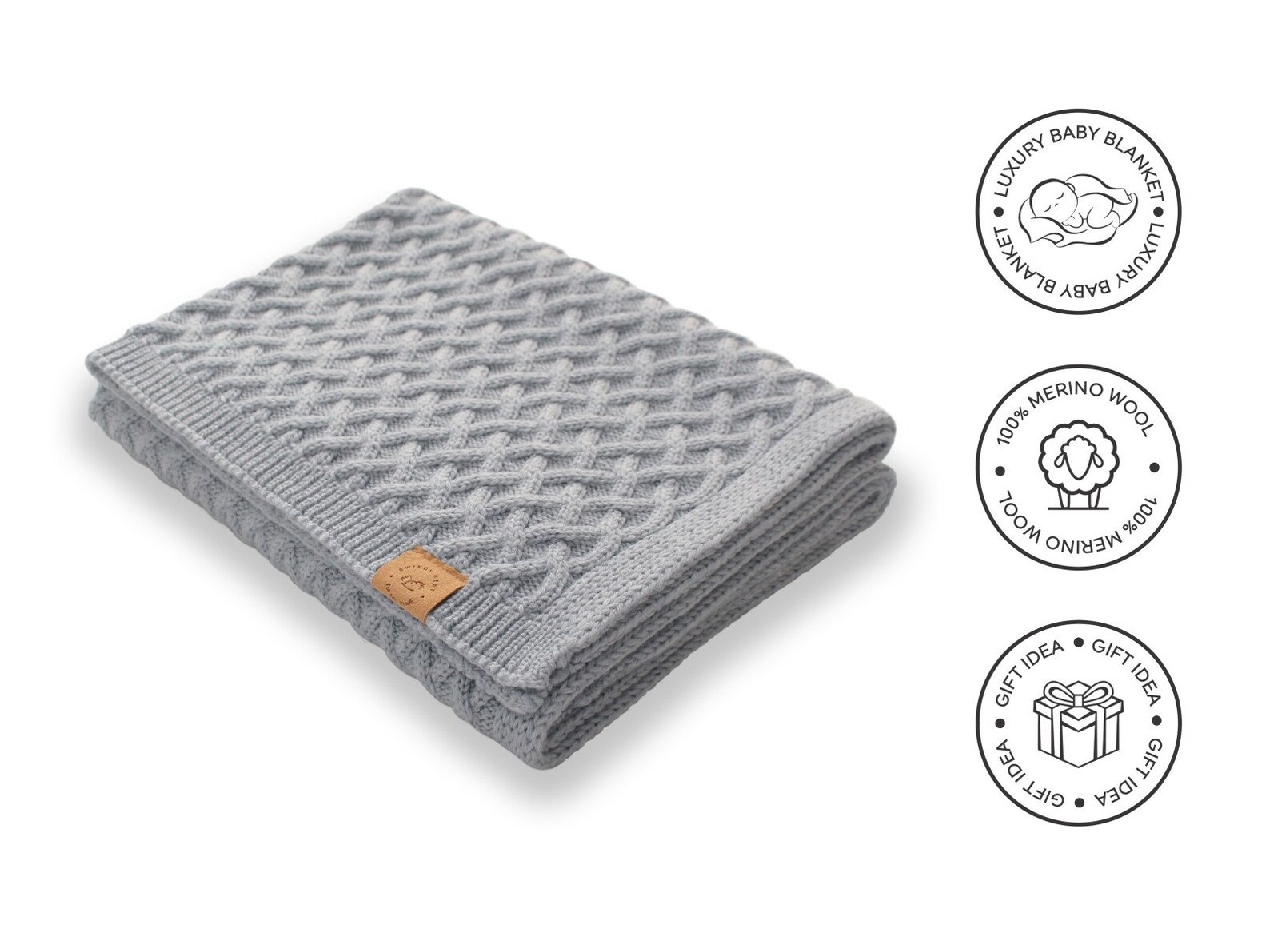 LIGHT GREY 100 Merino Wool Baby Blanket in Braid Pattern Etsy