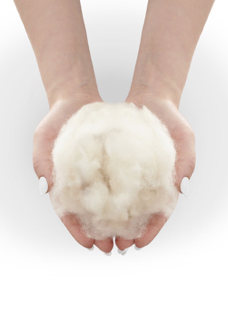 Wollfüllung 0,45 KG / 1 Pfund 100% natürliche gewaschene Schafwolle-Füllung Lose Merinowolle Weiße & geruchlose Wolle Kissen, Spielzeug Füller Bild 2