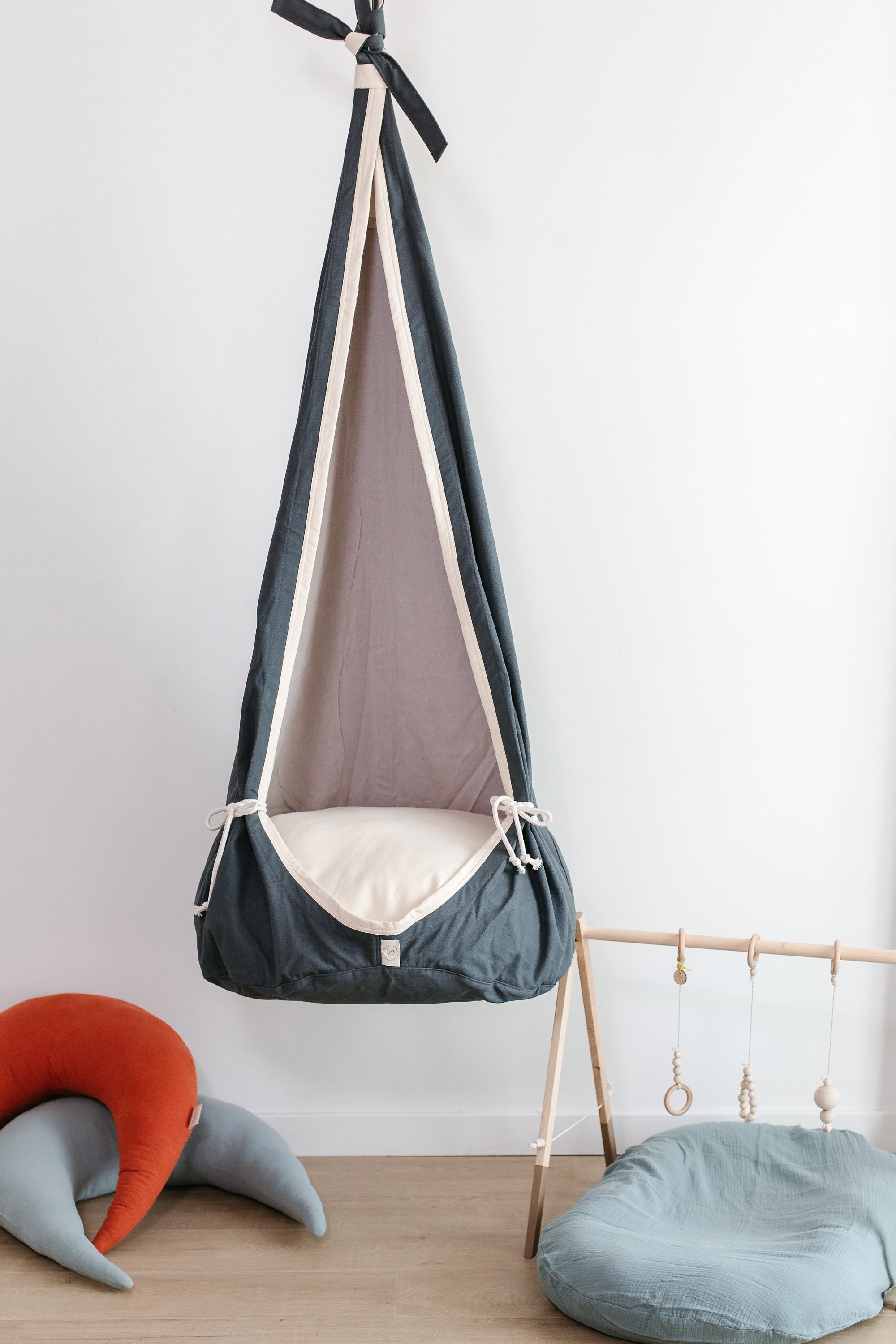 COCOON SWING for kids Dark Grey | Indoor and outdoor fabric hammock | Child Sway | Toddler swing | Hanging chair | Kids Birthday gift