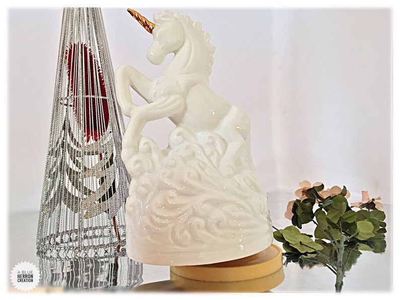 Musical Unicorn Figurine Vintage Porcelain Giftcraft Rearing Etsy