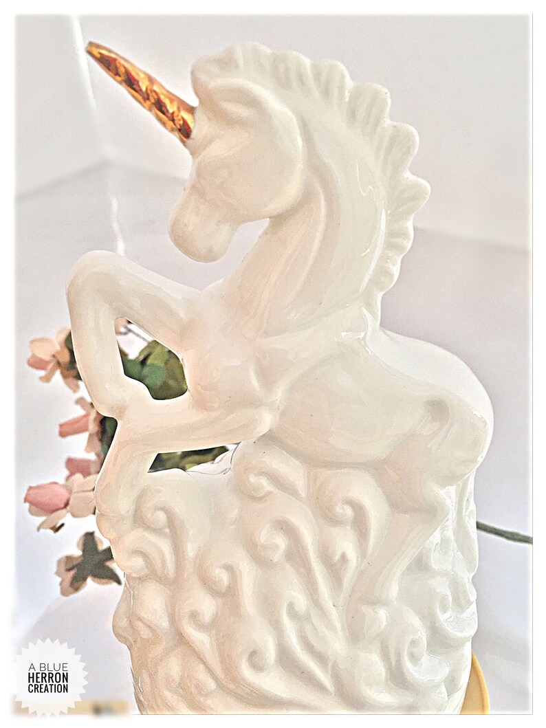 Musical Unicorn Figurine Vintage Porcelain Giftcraft Rearing Etsy