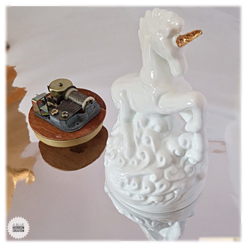 Musical Unicorn Figurine Vintage Porcelain Giftcraft Rearing Etsy