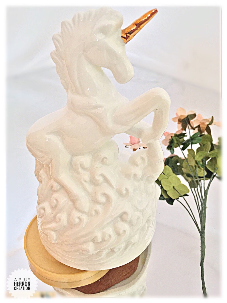 Musical Unicorn Figurine Vintage Porcelain Giftcraft Rearing Etsy